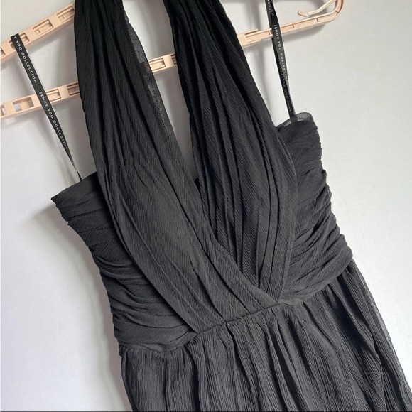 Jenny Yoo Black Dress Women Sz 6 Silk Chiffon Wedding Whimsigoth Halter Y2K EUC - Picture 11 of 13